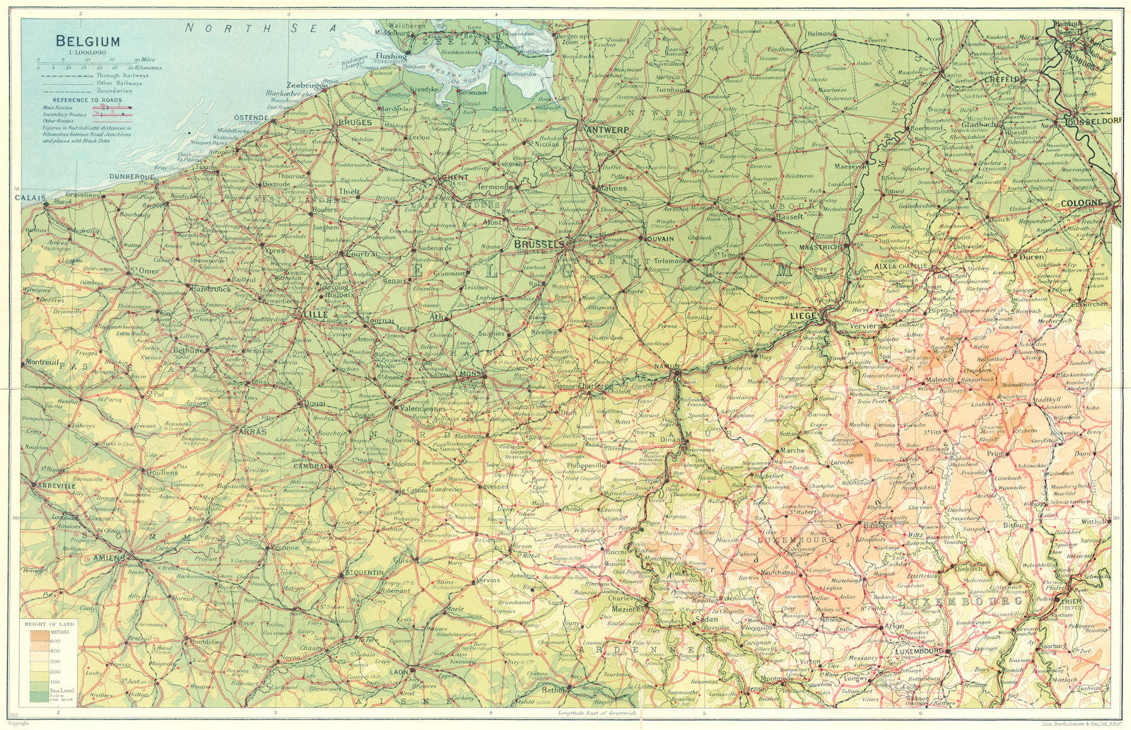 BELGIUM. Country map 1924 old antique vintage plan chart